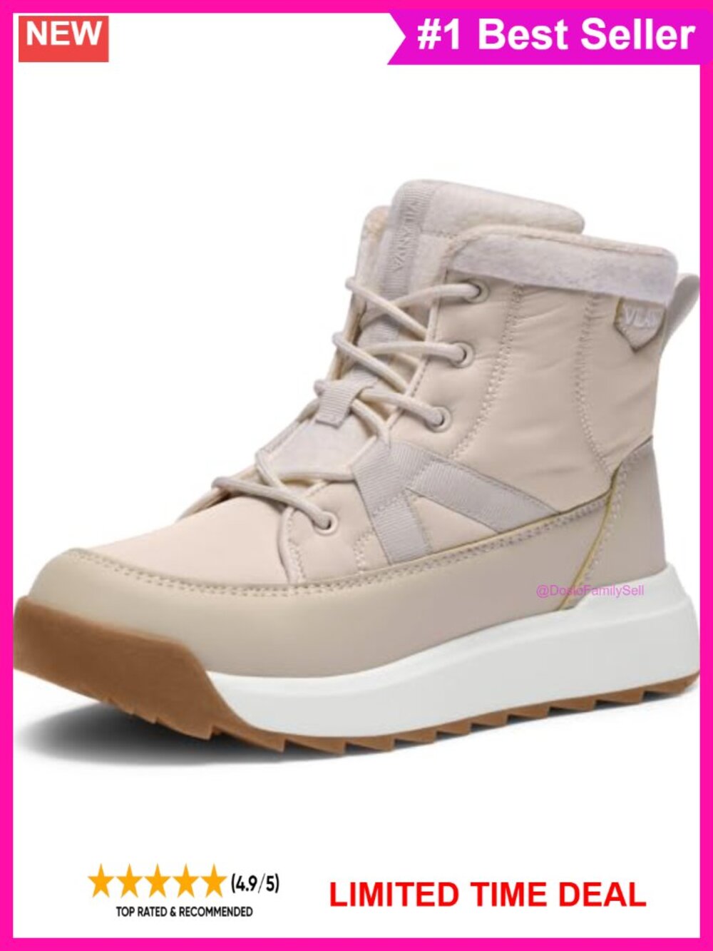Women's Lace-Up Winter Snow Boots Fleece Lined Ankle Booties
